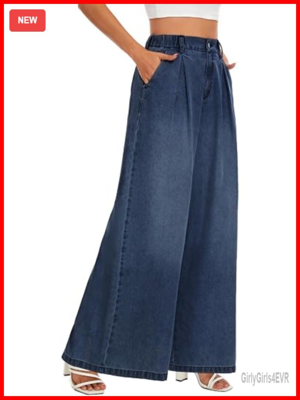 Extra Wide Leg Jeans Baggy Long Denim Pants Palazzo Streetwear Trousers